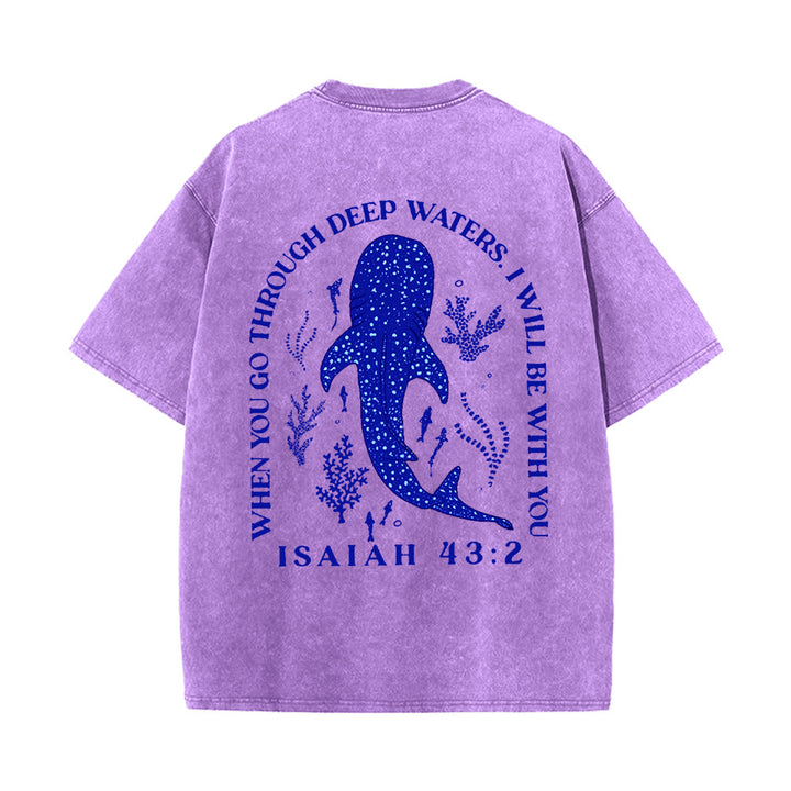 Christianartworkshop I Will Be With You Double Sided Unisex Washed T-shirt - Purple - 5XL - image 15
