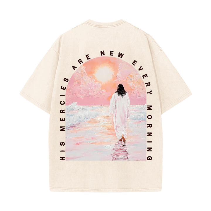 Christianartworkshop His Mercies Are New Double Sided Unisex Washed Christian T-Shirt - Apricot - 5XL - image 6