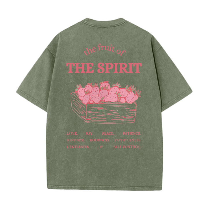 Christianartworkshop Fruit Of The Spirit Unisex Washed T-Shirt - Army Green - 5XL - image 8