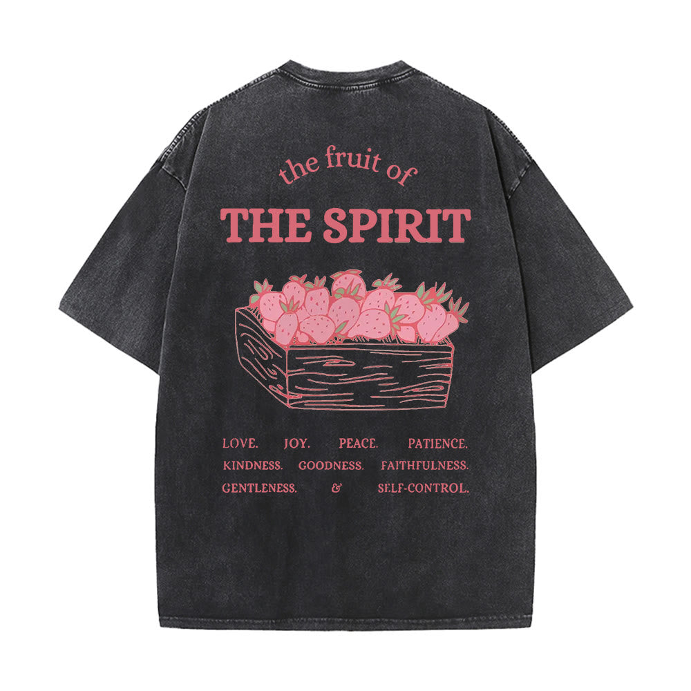 Christianartworkshop Fruit Of The Spirit Unisex Washed T-Shirt - Black - 5XL - image 0