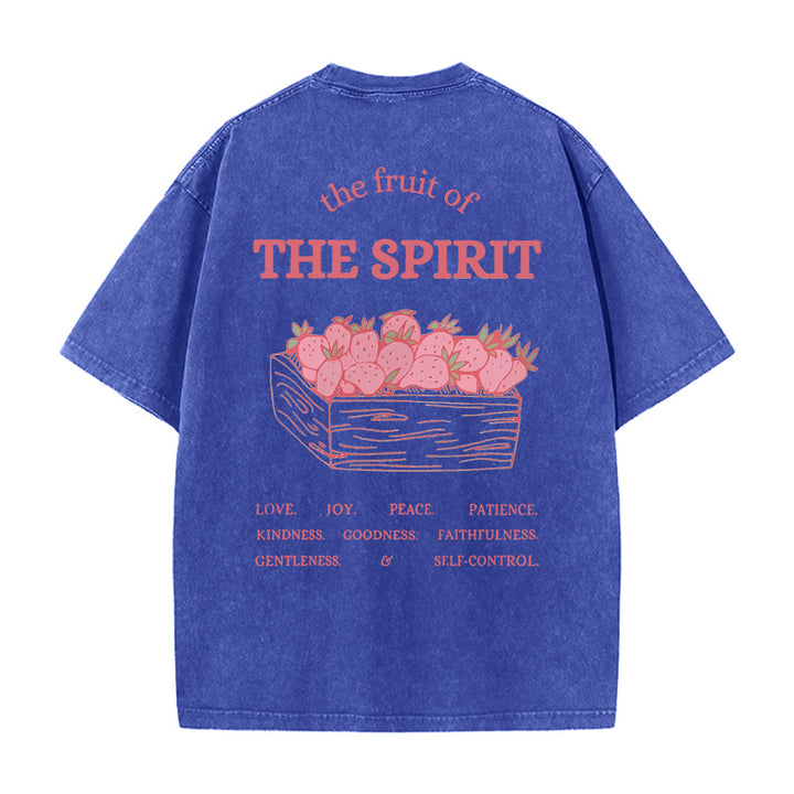 Christianartworkshop Fruit Of The Spirit Unisex Washed T-Shirt - Blue - 5XL - image 5