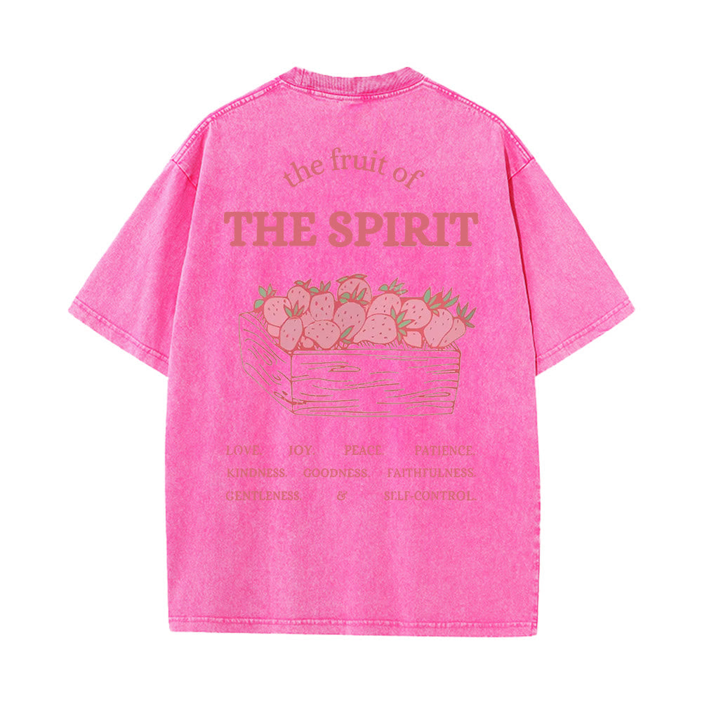 Christianartworkshop Fruit Of The Spirit Unisex Washed T-Shirt - Pink - 5XL - image 12