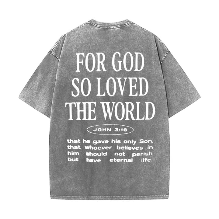 Christianartworkshop "For God So Loved the World" Unisex Washed T-Shirt - image 8