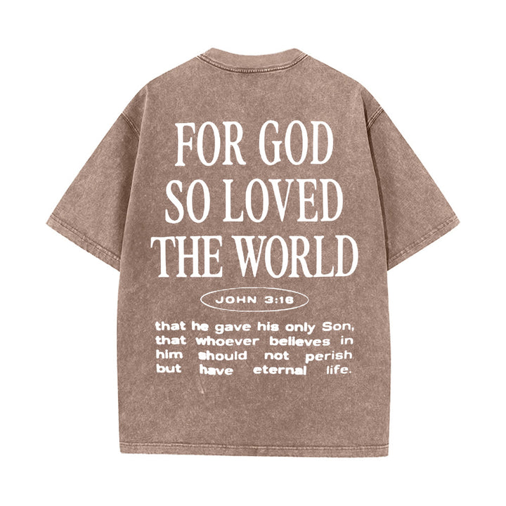 Christianartworkshop "For God So Loved the World" Unisex Washed T-Shirt - Coffee - 5XL - image 11