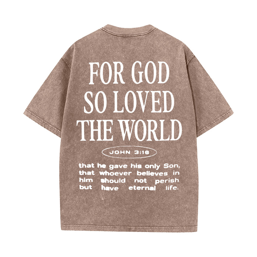 Christianartworkshop "For God So Loved the World" Unisex Washed T-Shirt - Coffee - 5XL - image 10