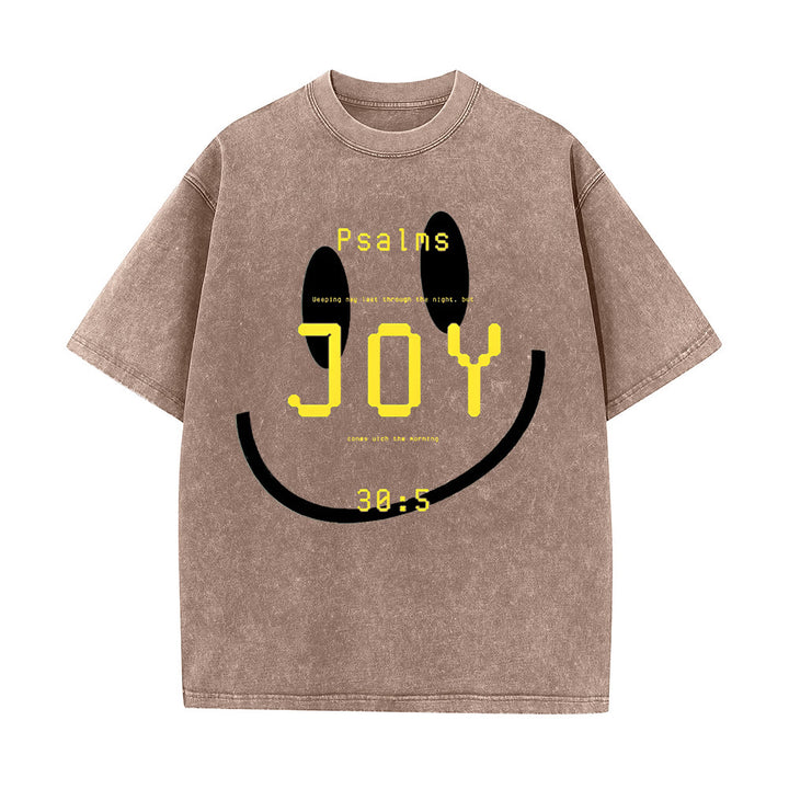 Christianartworkshop Joy Psalm 30:5 Unisex Washed T-Shirt - Coffee - 5XL - image 6