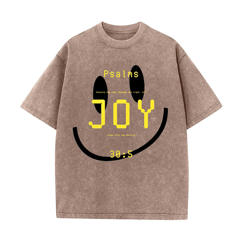 Christianartworkshop Joy Psalm 30:5 Unisex Washed T-Shirt - Coffee - 5XL - image 7