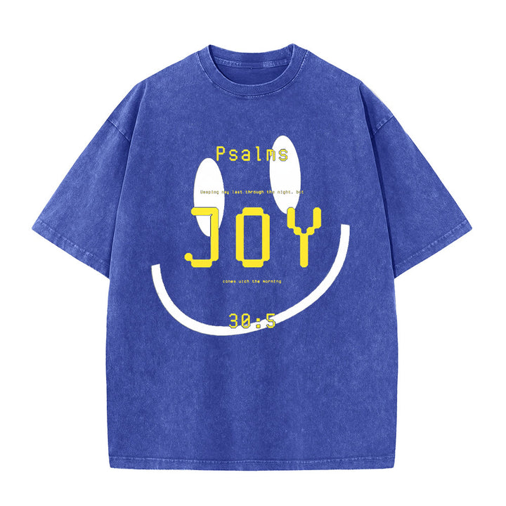 Christianartworkshop Joy Psalm 30:5 Unisex Washed T-Shirt - Blue - 5XL - image 4
