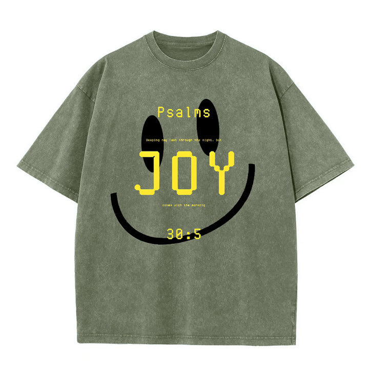 Christianartworkshop Joy Psalm 30:5 Unisex Washed T-Shirt - Army Green - 5XL - image 6