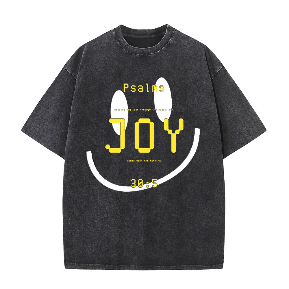 Christianartworkshop Joy Psalm 30:5 Unisex Washed T-Shirt - Black - 5XL - image 0