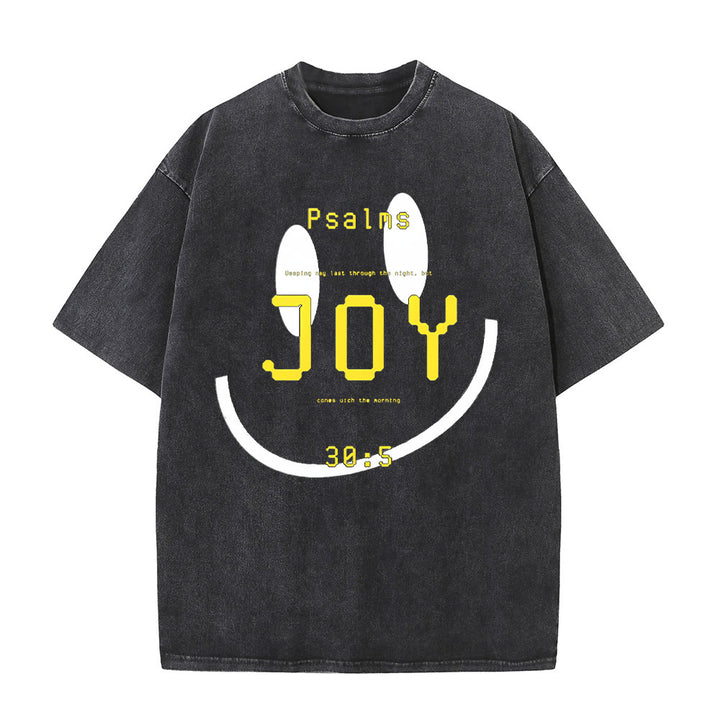 Christianartworkshop Joy Psalm 30:5 Unisex Washed T-Shirt - Black - 5XL - image 0