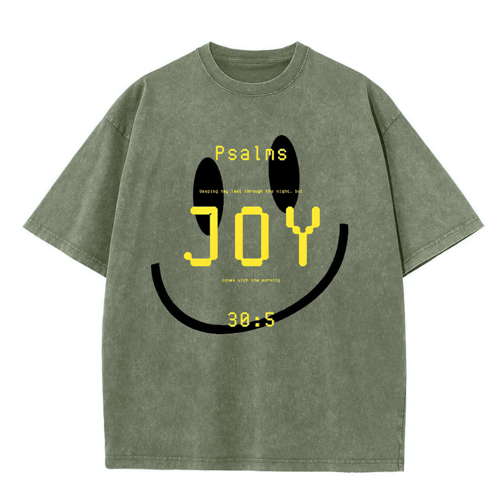 Christianartworkshop Joy Psalm 30:5 Unisex Washed T-Shirt - Army Green - 5XL - image 5