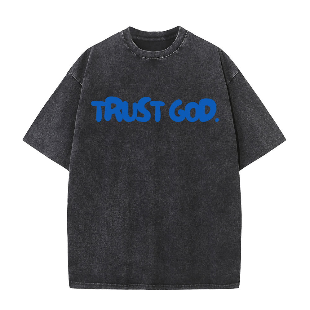 Christianartworkshop Trust In God Unisex Washed T-Shirt - Black - 5XL - image 0