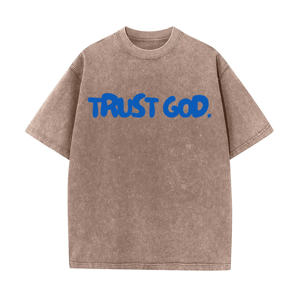 Christianartworkshop Trust In God Unisex Washed T-Shirt - Coffee - 5XL - image 11