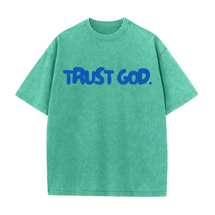 Christianartworkshop Trust In God Unisex Washed T-Shirt - Green - 5XL - image 6