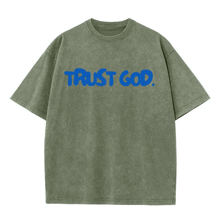Christianartworkshop Trust In God Unisex Washed T-Shirt - Army Green - 5XL - image 7