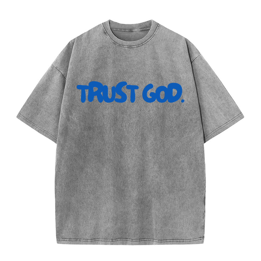 Christianartworkshop Trust In God Unisex Washed T-Shirt - Grey - 5XL - image 5