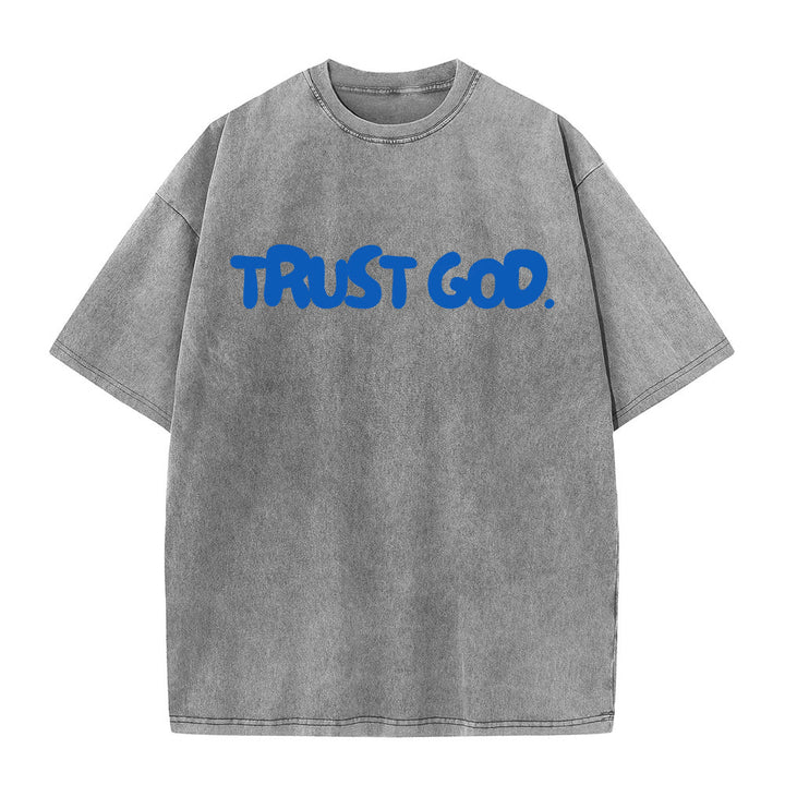Christianartworkshop Trust In God Unisex Washed T-Shirt - Grey - 5XL - image 5
