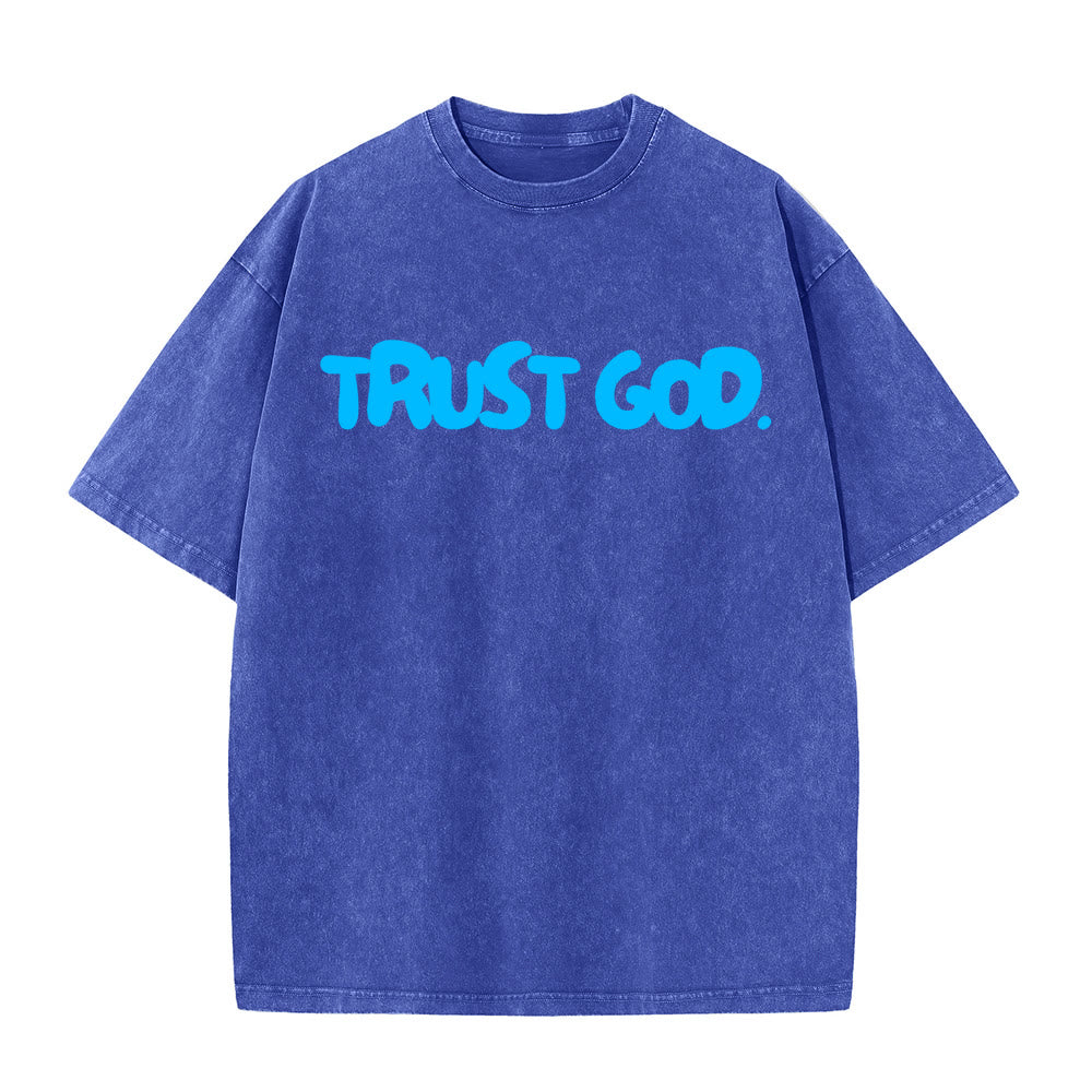 Christianartworkshop Trust In God Unisex Washed T-Shirt - Blue - 5XL - image 10