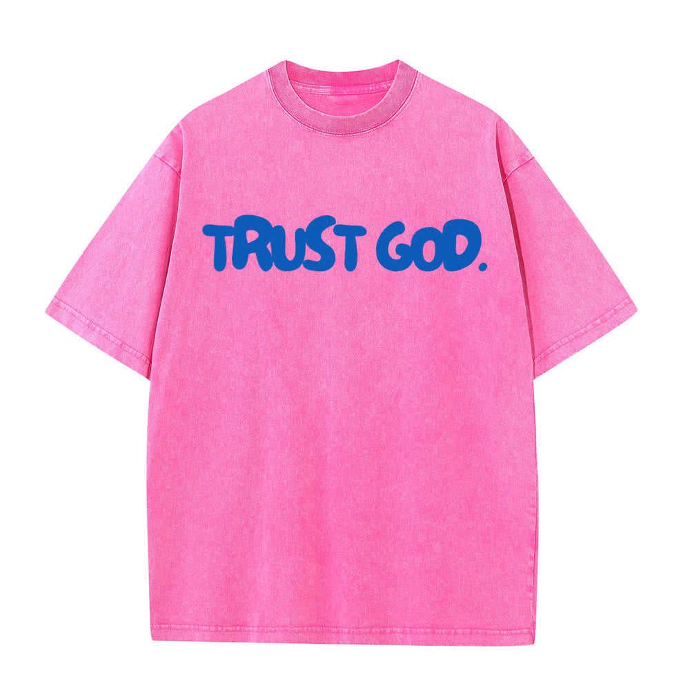 Christianartworkshop Trust In God Unisex Washed T-Shirt - Pink - 5XL - image 8