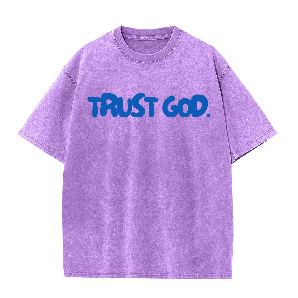 Christianartworkshop Trust In God Unisex Washed T-Shirt - Purple - 5XL - image 9