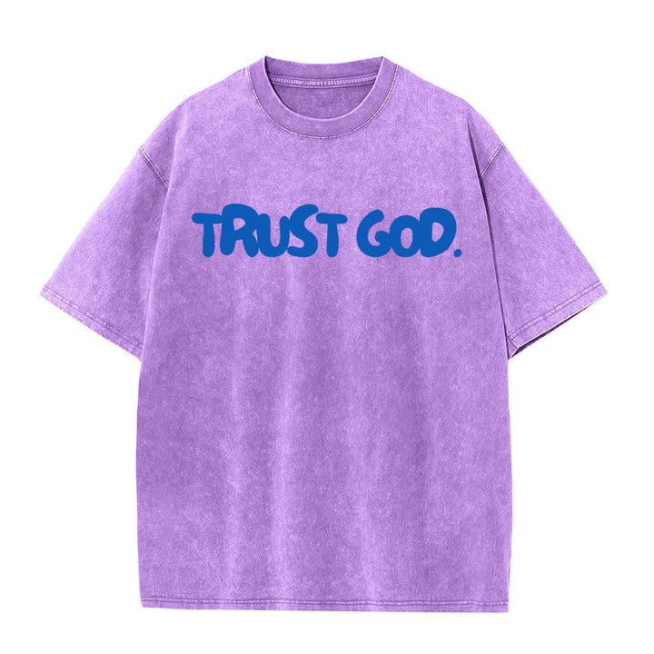 Christianartworkshop Trust In God Unisex Washed T-Shirt - Purple - 5XL - image 9
