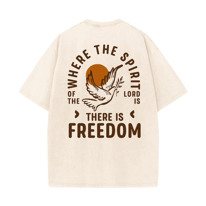 Christianartworkshop Spirit of the Lord and Freedom Unisex Washed T-Shirt - image 3