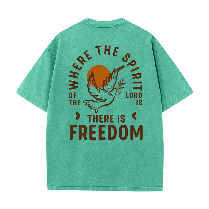 Christianartworkshop Spirit of the Lord and Freedom Unisex Washed T-Shirt - image 0