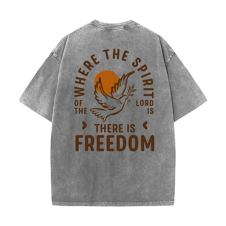 Christianartworkshop Spirit of the Lord and Freedom Unisex Washed T-Shirt - image 9