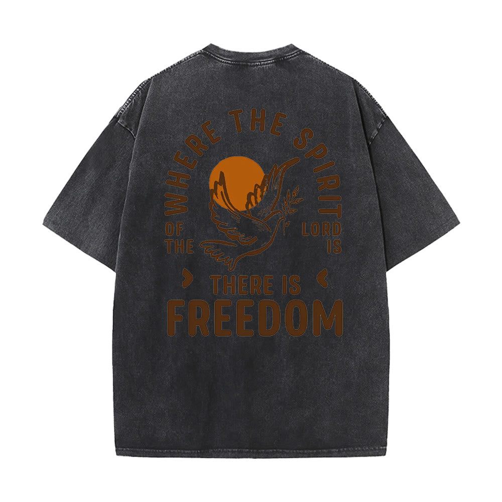 Christianartworkshop Spirit of the Lord and Freedom Unisex Washed T-Shirt - image 24
