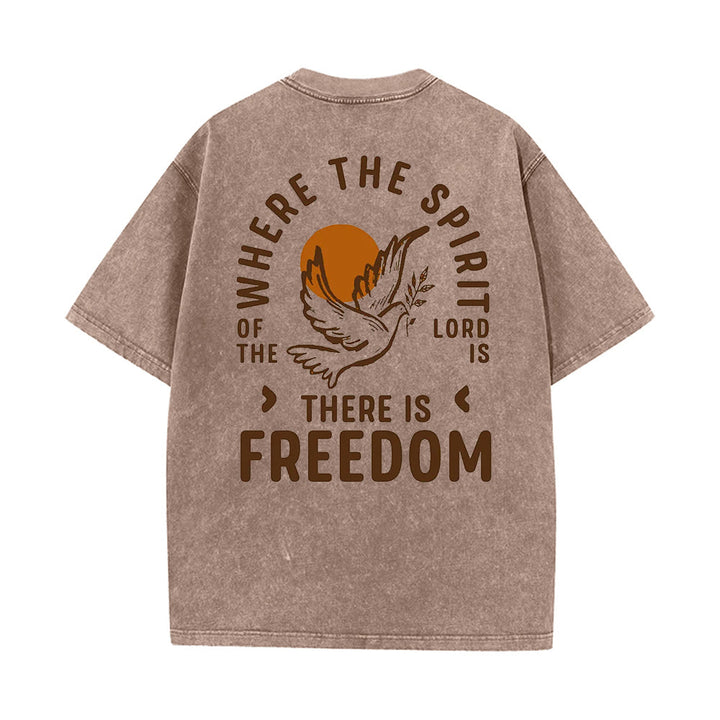 Christianartworkshop Spirit of the Lord and Freedom Unisex Washed T-Shirt - Coffee - 5XL - image 15