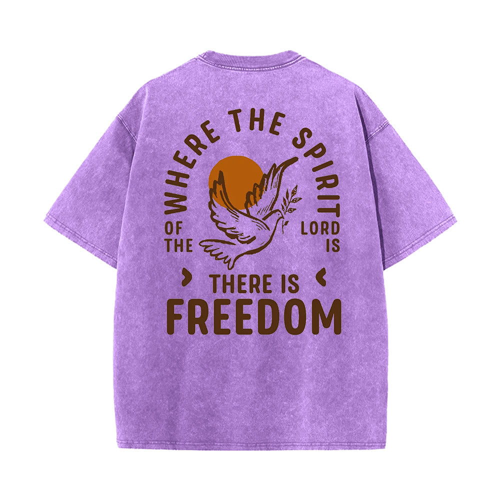 Christianartworkshop Spirit of the Lord and Freedom Unisex Washed T-Shirt - image 18
