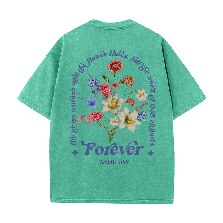 Christianartworkshop Eternal Word of God Unisex Washed T-Shirt - Green - 5XL - image 5