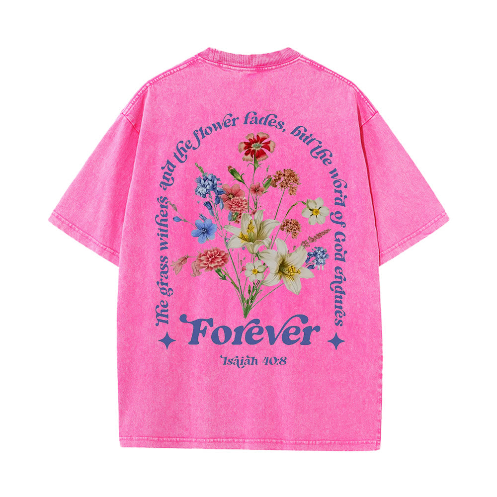 Christianartworkshop Eternal Word of God Unisex Washed T-Shirt - Pink - 5XL - image 3