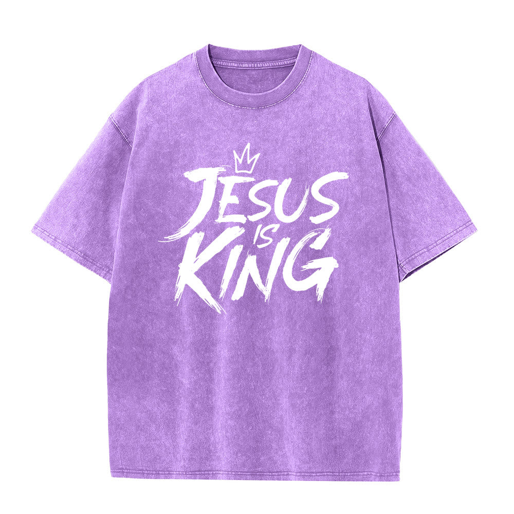 Christianartworkshop Jesus Is King Unisex Washed T-Shirt - Purple - 5XL - image 7