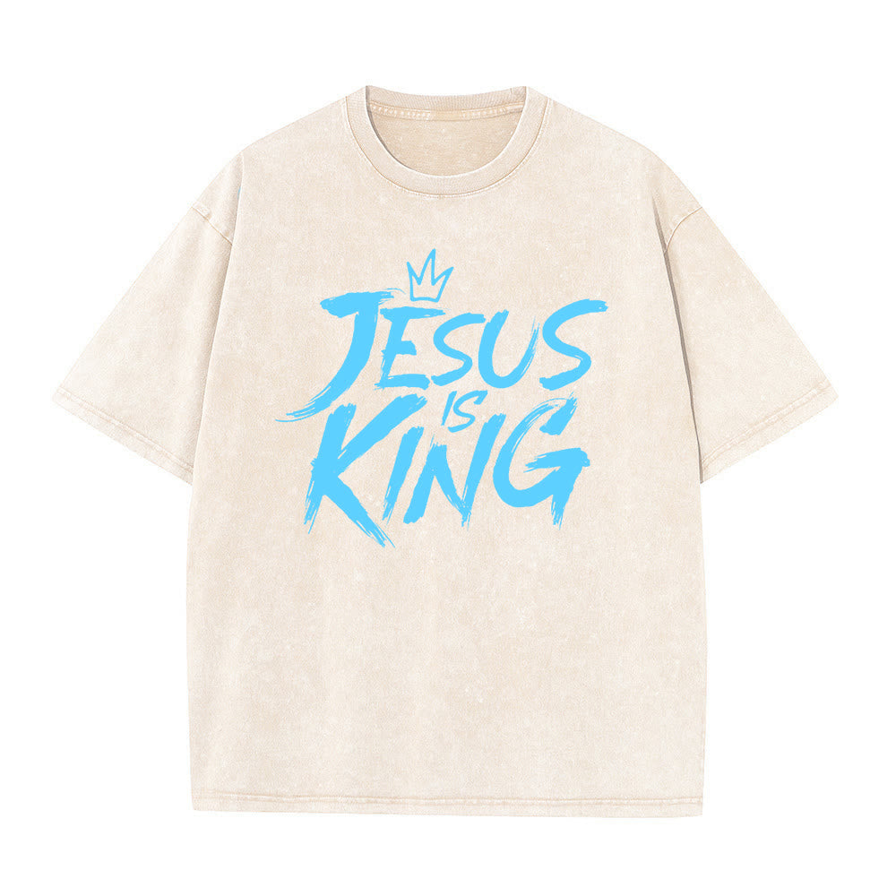 Christianartworkshop Jesus Is King Unisex Washed T-Shirt - Apricot - 5XL - image 4