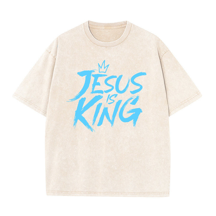 Christianartworkshop Jesus Is King Unisex Washed T-Shirt - Apricot - 5XL - image 4