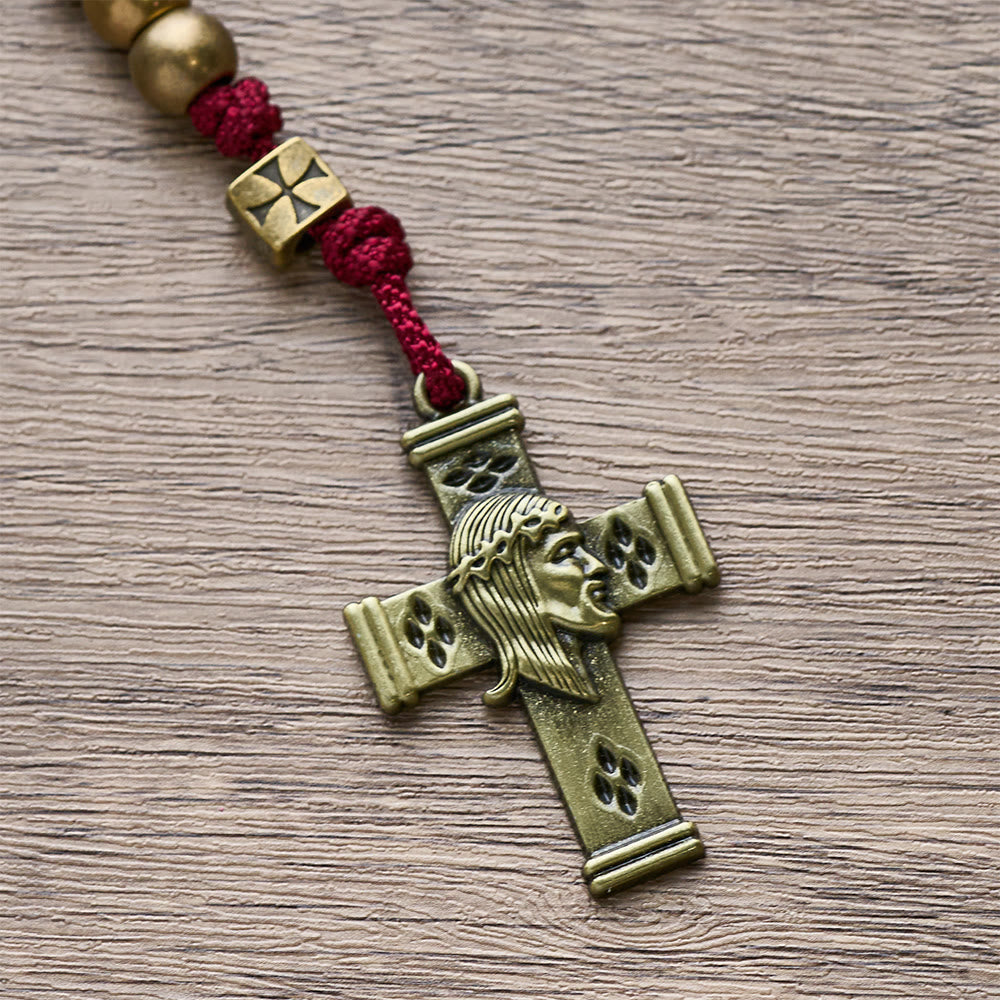 Christianartworkshop Grace & Year Bronze Red St. Benedict Rosary: 2026 Commemorative Beads with Custom Initials - image 10