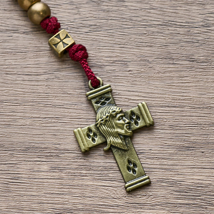 Christianartworkshop Grace & Year Bronze Red St. Benedict Rosary: 2026 Commemorative Beads with Custom Initials - image 2