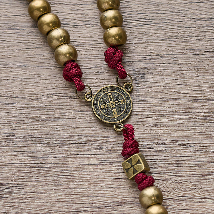 Christianartworkshop Grace & Year Bronze Red St. Benedict Rosary: 2026 Commemorative Beads with Custom Initials - image 3