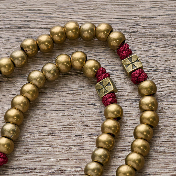 Christianartworkshop Grace & Year Bronze Red St. Benedict Rosary: 2026 Commemorative Beads with Custom Initials - image 1
