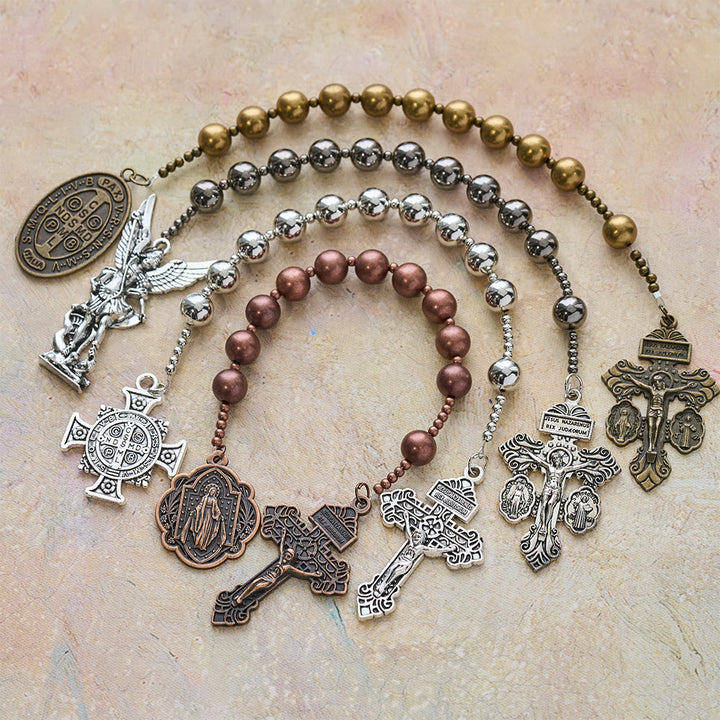 Christianartworkshop The Four Protect Battle Beads Pocket Rosary Series in 4 Warrior Finishes - 4-piece set - image 0