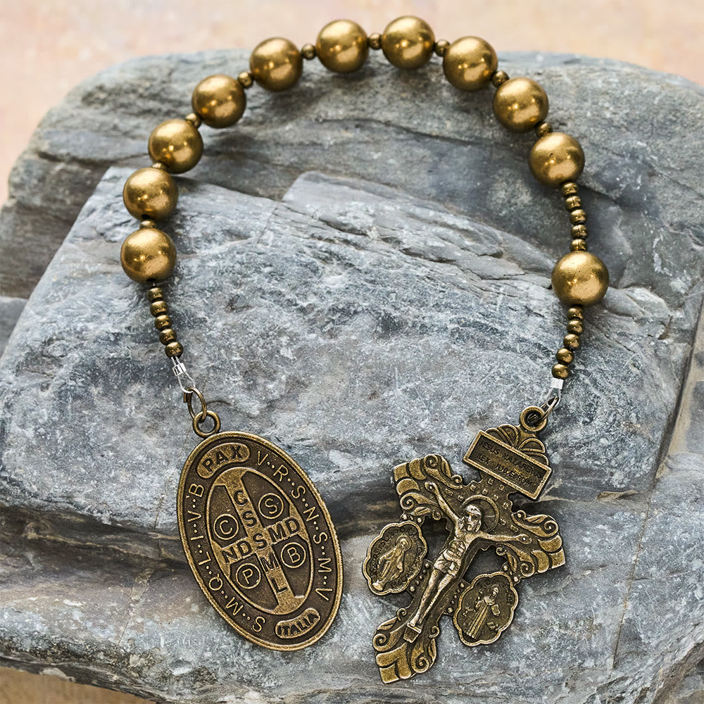 Christianartworkshop The Four Protect Battle Beads Pocket Rosary Series in 4 Warrior Finishes - Bronze - image 10