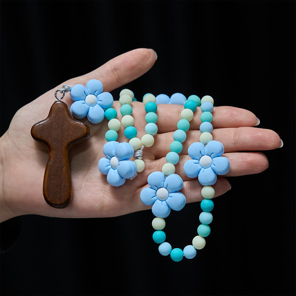 FREE Today: Colorful Children Rosary Beads Set: Soft Silicone Flowers in Pink Purple Blue for First Prayer - image 16