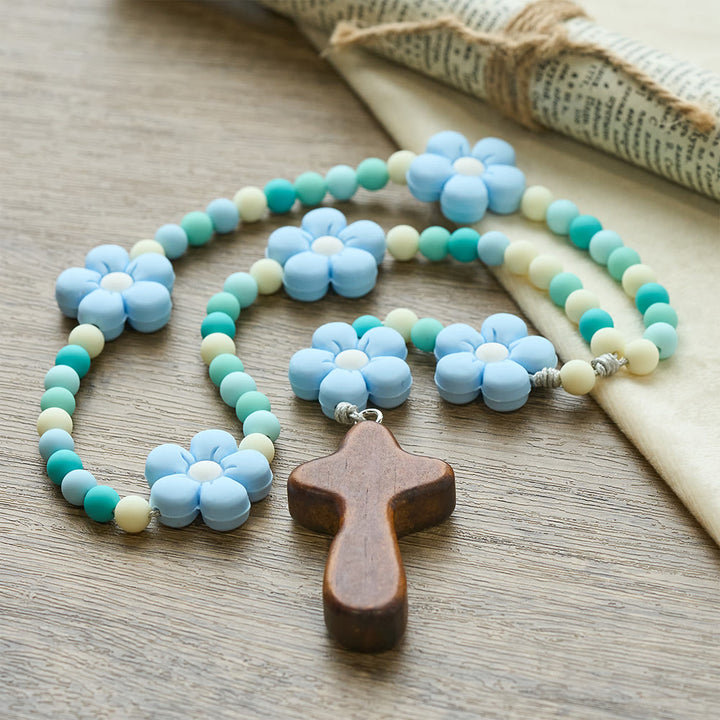FREE Today: Colorful Children Rosary Beads Set: Soft Silicone Flowers in Pink Purple Blue for First Prayer - image 18