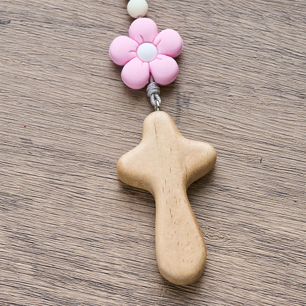 FREE Today: Colorful Children Rosary Beads Set: Soft Silicone Flowers in Pink Purple Blue for First Prayer - image 7