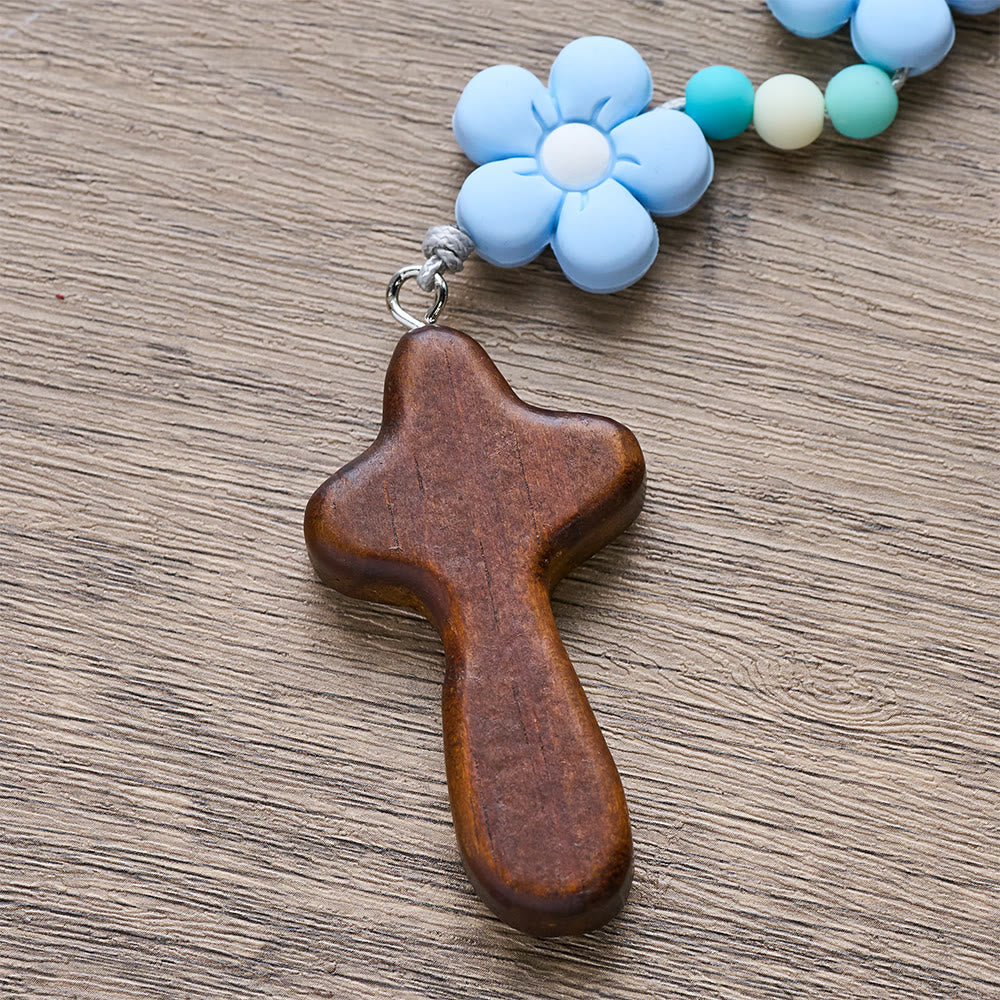 FREE Today: Colorful Children Rosary Beads Set: Soft Silicone Flowers in Pink Purple Blue for First Prayer - image 21