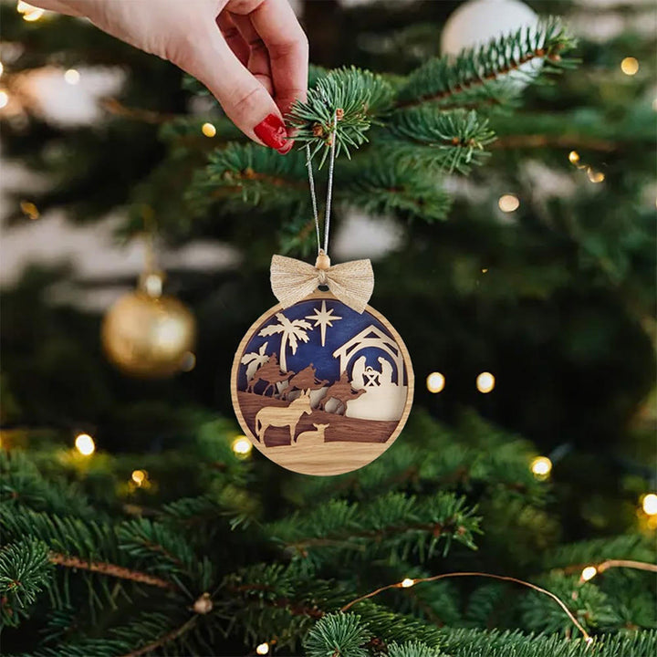 Christianartworkshop Rustic Style Holy Night Three Wise Men Christmas Nativity Hanging Ornaments - image 1