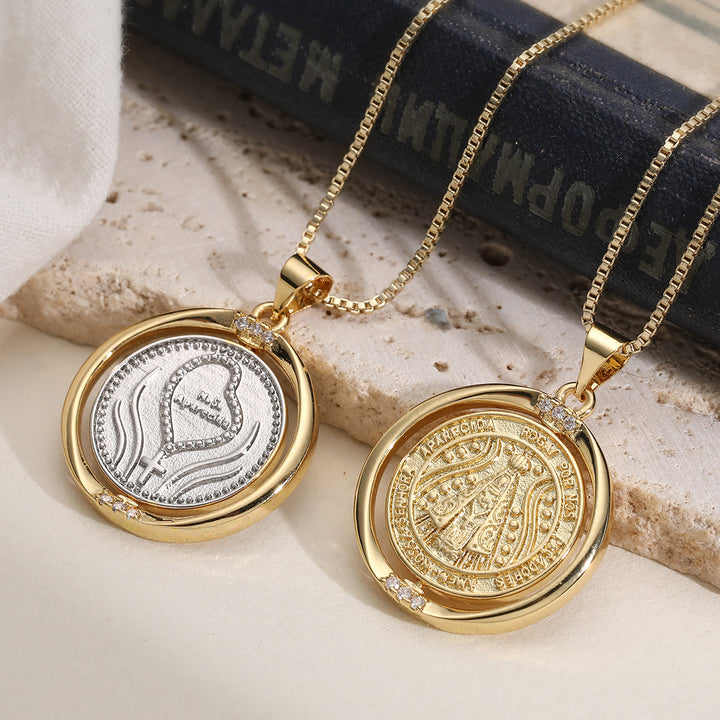 Christianartworkshop Rotating Our Lady of Aparecida Necklace: Dual-Tone Grace for Daily Wear - image 0