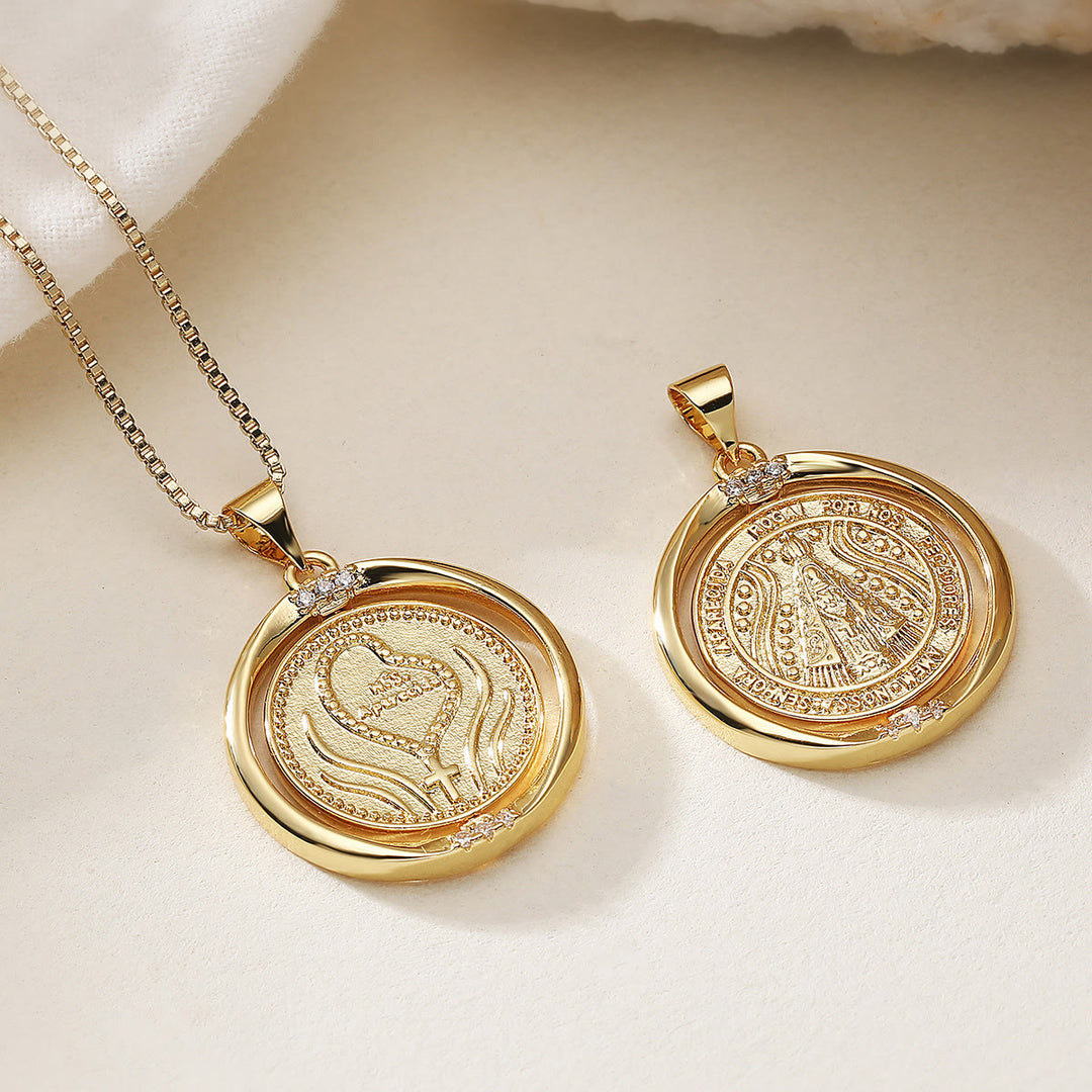Christianartworkshop Rotating Our Lady of Aparecida Necklace: Dual-Tone Grace for Daily Wear - Golden - image 3
